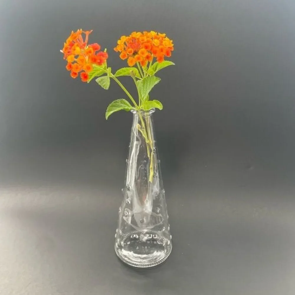 Vintage Ikea Emma Dafnas Design Vase, Made in Poland Clear Glass Hobnail
